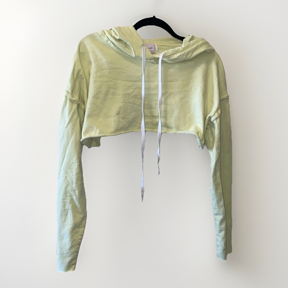 Urban Outfitters Out From Under Light Bright Green Cropped Hoodie Medium - Picture 2 of 9